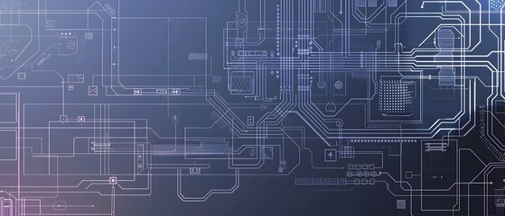 Abstract blue circuit board background with digital lines and connections, representing modern technology and electronic network systems.