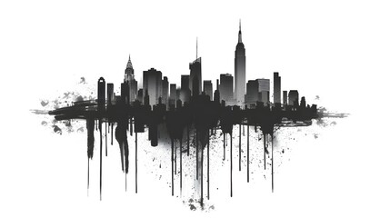Fototapeta premium Dramatic Silhouette of Towering Cityscape against Moody Backdrop