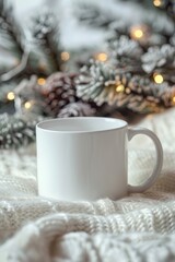 Cozy Winter Comfort with Warm Mug and Festive Decorations