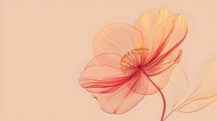 Elegant One Line Drawing of Floral Bloom in Minimalist Art Style