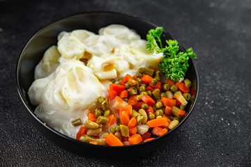 potatoes with vegetables second course natural fresh appetizer meal food snack on the table copy space food background rustic top view keto or paleo diet