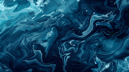 Abstract design with glossy water-like textures in navy and turquoise