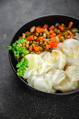 potatoes with vegetables second course natural fresh appetizer meal food snack on the table copy space food background rustic top view keto or paleo diet