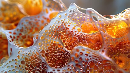 Close up Study of Nano engineered Food Packaging Materials Showcasing Intricate Microscopic Structures and Patterns