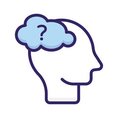 Question mark inside human mind, concept icon of brainstorming in trendy style