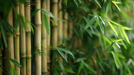 Lush bamboo forest with dense green foliage, perfect for eco-friendly campaigns, nature documentaries, and wellness designs.