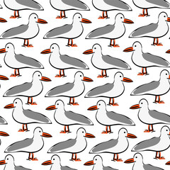 isolated seamless pattern a gull in doodle style. object for poster backgrounds, backdrop, wallpaper, wrapping, textile, print