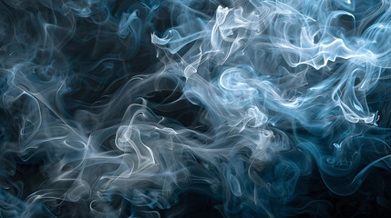 Smoke-inspired abstract design with ghostly patterns in gray and blue