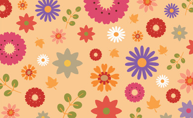 Colourful summer flower seamless pattern