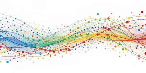 Abstract Watercolor Wave with Colorful Dots, abstract , watercolor , wave , dots