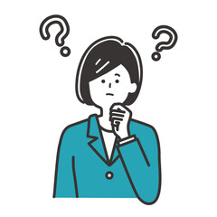 困る・悩むビジネスパーソン（スーツの女性）のイラスト