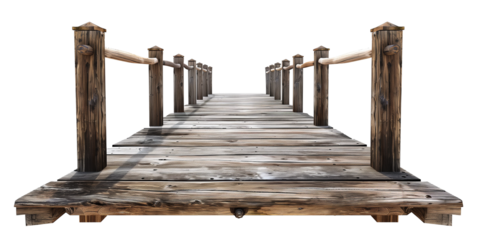 Wooden pier isolated on transparent or white background