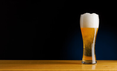 Beer on the bar: Refreshing brew on a table