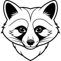 High-Quality Raccoon Head Silhouette Line Art Vector Illustration Design.