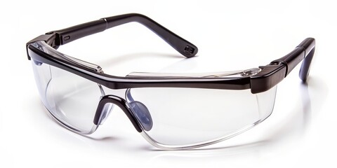 Black Framed Safety Glasses with Clear Lenses, safety, goggles, eye protection, industrial