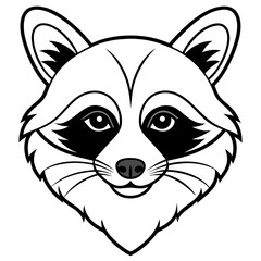 High-Quality Raccoon Head Silhouette Line Art Vector Illustration Design.