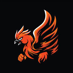 Fototapeta premium Illustration of a rampaging chicken mascot, as a selection of logos and vector graphics on a black background