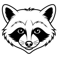 High-Quality Raccoon Head Silhouette Line Art Vector Illustration Design.