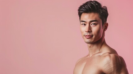 Fototapeta premium Handsome Man Against Pink Background