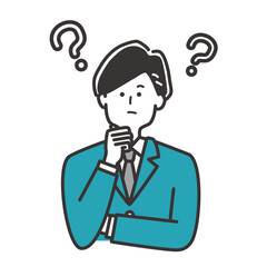 困る・悩むビジネスパーソン（スーツの男性）のイラスト