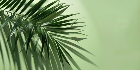 Obraz premium A detailed image of a palm leaf on a wall, great for use in interior design or architecture photography