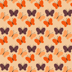 Seamless vector illustration print pattern background wallpaper with butterflies summer spring for textile, paper, pack etc 