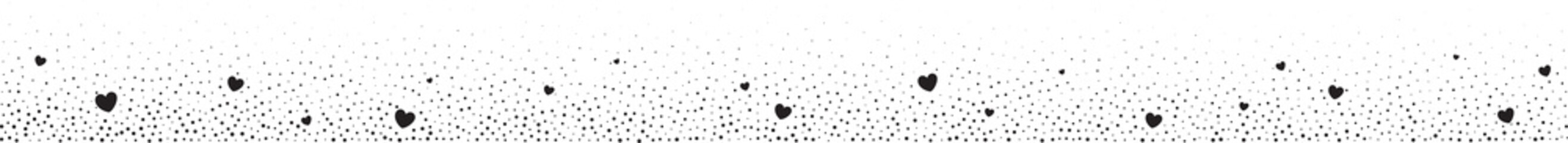 Magic glitter decorative border with hearts. Minimal frame with sparks. Abstract simple cosmic pattern