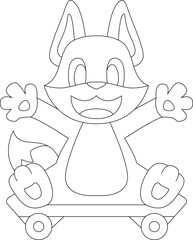 Fox Skater Skateboard Sports Animal Vector Graphic Art Illustration