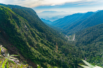 Naklejka premium High-altitude landscape. Highlands, the road to Dalat in Vietnam. 