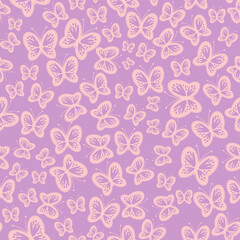 Seamless vector illustration print pattern background wallpaper with butterflies summer spring for textile, paper, pack etc 
