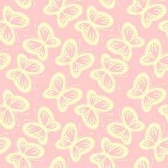 Seamless vector illustration print pattern background wallpaper with butterflies summer spring for textile, paper, pack etc 