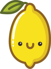 Smiling lemon in a kawaii style