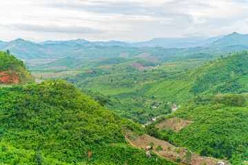 High-altitude landscape.
Highlands, the road to Dalat in Vietnam. 