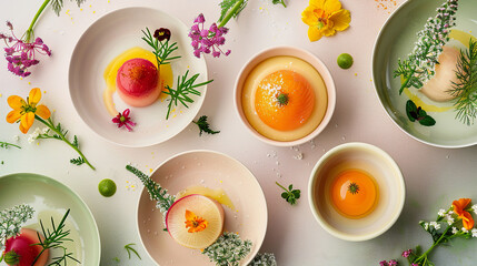 Clean and Calm Colorful Plated Dishes for Culinary Portfolio