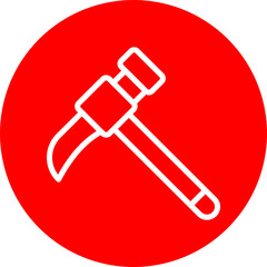 Hammer Vector Line White Circle Red