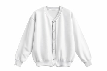 Casual elegant fluffy long-sleeved cardigan with V-neck and button closure isolated on a white background