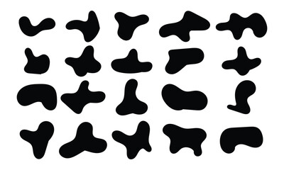 Blob shape organic, vector illustration set. Collection from abstract forms for design and paint. Liquid silhouette drop in modern style, isolated with white background.
