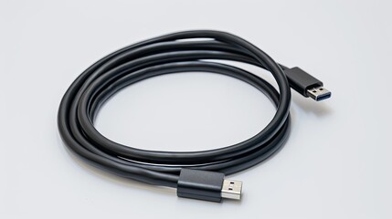 Mobile data cable USB Type A to C, isolated phone connector on white background