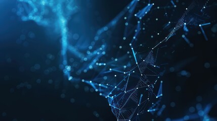 Abstract Blue Network with Dots and Lines