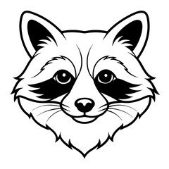 A Raccoon head silhouette line art vector illustration design.