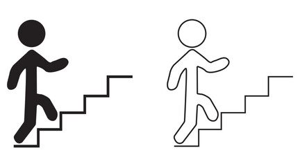 Climbing stairs icon. Outline and black. Vector illustration.