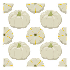 Vector autumn seamless pattern with pumpkins on a white background. Autumn print, textile, background, vector