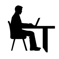 Young business man working with his laptop in the office or home