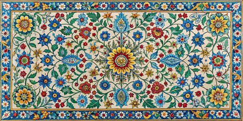 Persian Floral Tile Mosaic,  Persian Art,  Islamic Art,  Ceramic Tile,  Floral Pattern
