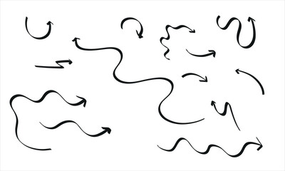 Doodle arrows hand drawn  set. Collection of hand drawn arrows Set