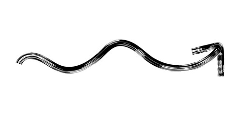 Hand drawn simple arrow drawn with wax crayon, chalk or charcoal. Uneven dry texture for underlining highlighting. Pencil drawn lines, strikethrough, grungy vector isolated on white.