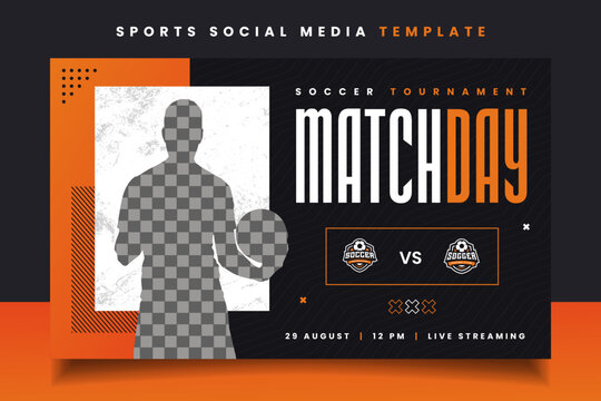 Soccer or Football Match Day Banner Flyer Social Media Template for Sports Tournament
