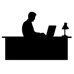 Young business man working with his laptop in the office or home