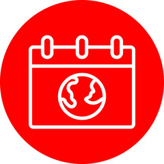 Earth Day Vector Line White Circle Red