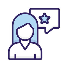 Icon depicting a person providing a star rated review or feedback
